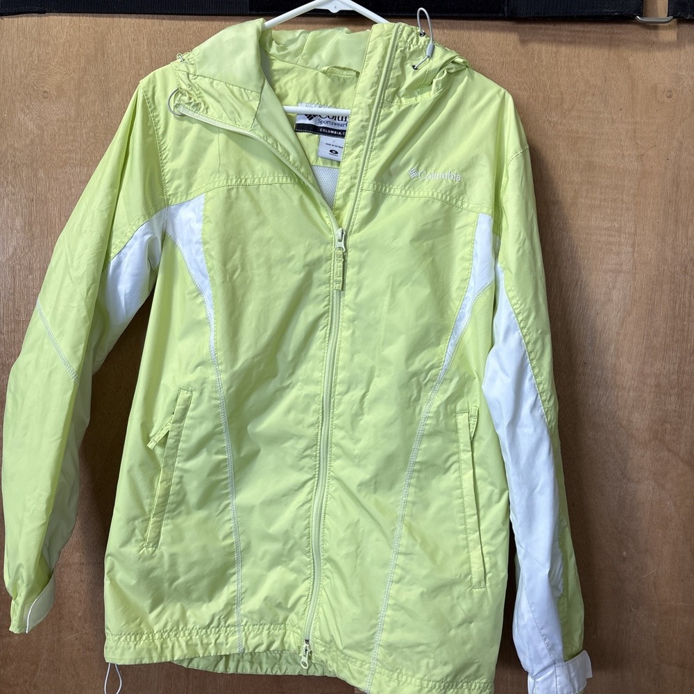 Columbia Women's Lined Hooded Windbreaker Lime Green RN 69724 Medium